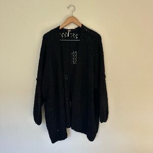 Free People Black Open-Knit Cardigan